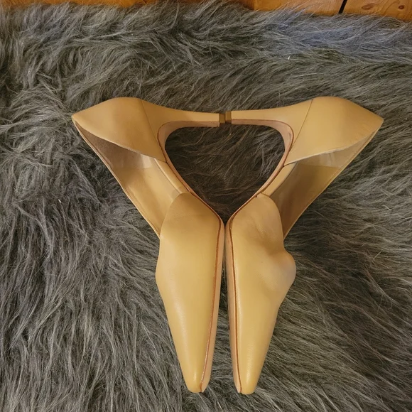 Vince Tiana Point-Toe Nude Leather Pumps square toe Size 9.5 M - Picture 14 of 16